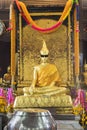 Holy Buddha image who wears glasses with black lenses.