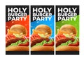 Holy Burger Party Flyer Templates. 3 Colors.