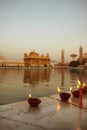 Holy candle at the golden temple in the city of Amritsar-India