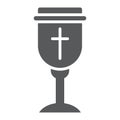 Holy chalice glyph icon, christian and cup, goblet sign, vector graphics, a solid pattern on a white background. Royalty Free Stock Photo