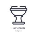 holy chalice outline icon. isolated line vector illustration from religion collection. editable thin stroke holy chalice icon on Royalty Free Stock Photo
