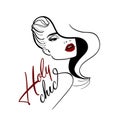 Holy chic woman logo looking down her shoulder