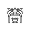 Holy Christmas scene line icon