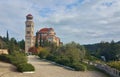 Holy Church of Saint Nectarios of Aegina (island of Egina in the Greek Islands, Greece, Europe, Mediterranean sea) Royalty Free Stock Photo