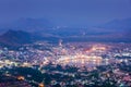 Holy city Pushkar aerial view at dusk from Savitri temple. Pushk