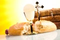 Holy communion, bright background, saturated concept Royalty Free Stock Photo