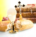 Holy communion, bright background, saturated concept Royalty Free Stock Photo