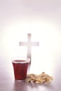 Holy Communion of the Christian Faith of Wine and Unleavened Bread Royalty Free Stock Photo