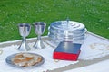 Holy communion elements table Royalty Free Stock Photo