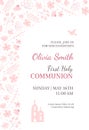 Holy Communion invitation design template. Christianity illustration. Royalty Free Stock Photo
