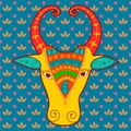 Holy Cow in Indian art style Royalty Free Stock Photo