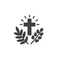 Holy cross and branches vector icon