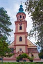 Holy Cross Church spire 1700, the main catholic chuch of Offenburg.Baden Wuerttemberg, Germany, Europe Royalty Free Stock Photo