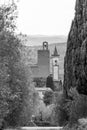 The Holy Cross church tower in Vinci, Italy, baptismal church of genius Leonardo da Vinci Royalty Free Stock Photo