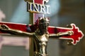 Holy cross with crucified Jesus Christ with the inscription: INRI Iesus Nazarenus, Rex Iudaeorum Royalty Free Stock Photo