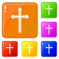 Holy cross icons set vector color Royalty Free Stock Photo