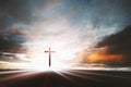 The holy cross of Jesus Christ shining through the sky and the clouds and a bright beam of light Royalty Free Stock Photo