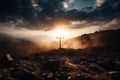 holy cross on the mountain top area generative AI Royalty Free Stock Photo