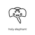 holy Elephant icon. Trendy modern flat linear vector holy Elephant icon on white background from thin line Religion collection