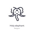 holy elephant outline icon. isolated line vector illustration from religion collection. editable thin stroke holy elephant icon on