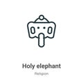 Holy elephant outline vector icon. Thin line black holy elephant icon, flat vector simple element illustration from editable Royalty Free Stock Photo