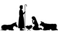 Holy family and animals manger silhouettes
