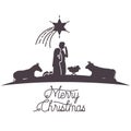 Holy family and animals manger silhouettes