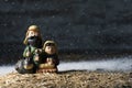 The holy family in a rustic nativity scene Royalty Free Stock Photo
