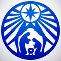 Holy family Christian silhouette icon illustration on whi Royalty Free Stock Photo