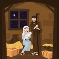 Holy family. Christmas nativity scene. Birth of Christ Royalty Free Stock Photo