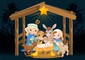 Holy Family at Christmas night Royalty Free Stock Photo