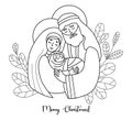 Holy Family. Merry Christmas. Virgin Mary, saint Joseph and baby Jesus. Birth of Savior Christ. Vector illustration Royalty Free Stock Photo