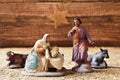 The holy family in a rustic nativity scene Royalty Free Stock Photo