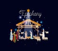 Holy family in stable with wise kings manger Royalty Free Stock Photo