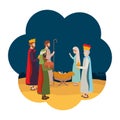 Holy family with wise kings manger characters Royalty Free Stock Photo