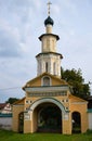 Holy gates of Resurrection Cathedral of 17th century on right bank of Volga river in summer in Tutayev, Yaroslavl region, Russia Royalty Free Stock Photo