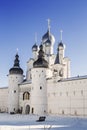 Holy Gates, the Resurrection Church and wall of the Kremlin of the Rostov Veliky Royalty Free Stock Photo