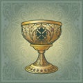 Holy Grail. Medieval gothic style concept art. Decorative floral background Royalty Free Stock Photo
