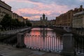 Holy Isidore Church in St. Petersburg at sunset.