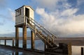 Holy Island, Causeway. Safety Shelter. Northumberland. England.UK Royalty Free Stock Photo