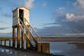 Holy Island, Causeway. Safety Shelter. Northumberland. England.UK Royalty Free Stock Photo