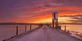 Holy Island of Lindisfarne, England causeway and refuge hut