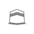 Holy kaaba building outline icon.