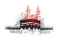 Holy Kaaba in Mecca Saudi Arabia, Hand Drawn Sketch Vector. Royalty Free Stock Photo