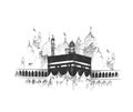 Holy Kaaba in Mecca Saudi Arabia, Hand Drawn Sketch Vector illus Royalty Free Stock Photo