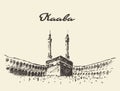 Holy Kaaba Mecca Saudi Arabia muslim drawn. Royalty Free Stock Photo