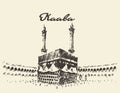 Holy Kaaba Mecca Saudi Arabia muslim drawn sketch Royalty Free Stock Photo