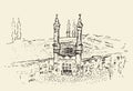 Holy Kaaba Mecca Saudi Arabia muslim vector drawn