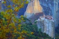 The Holy Monastery of Roussanou with its beautiful autumn panorama, Meteora Royalty Free Stock Photo