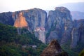 The Holy Monastery of Roussanou with its beautiful autumn panorama, Meteora